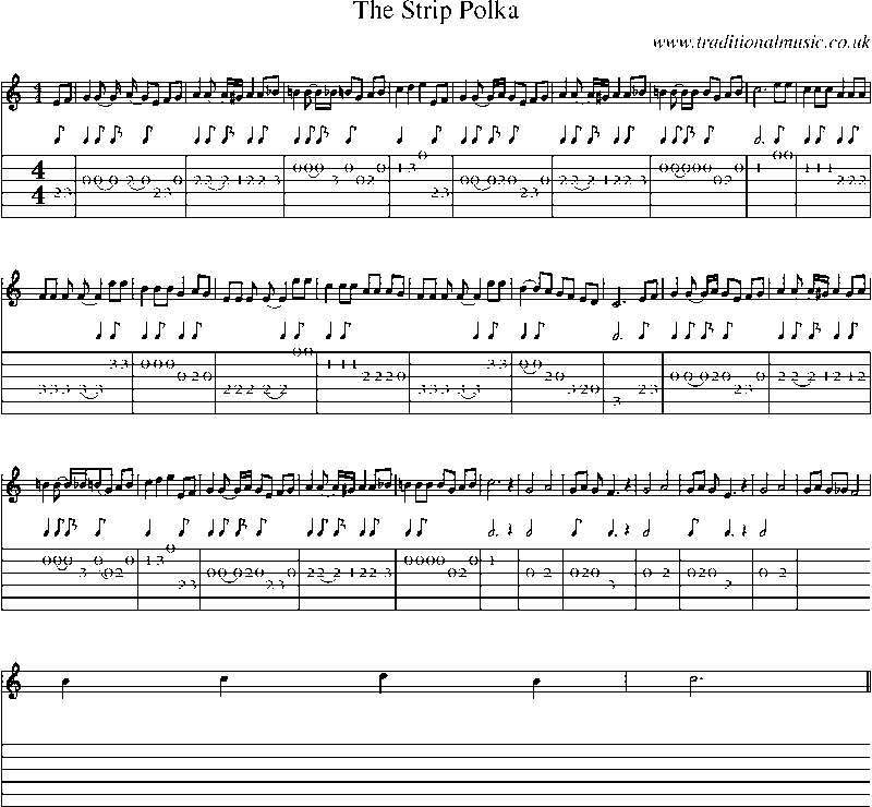 Guitar Tab and Sheet Music for The Strip Polka