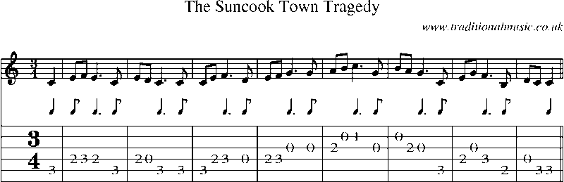 Guitar Tab and Sheet Music for The Suncook Town Tragedy