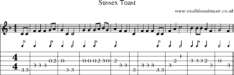 Guitar Tab and Sheet Music for Sussex Toast