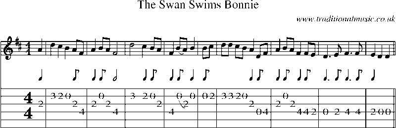 Guitar Tab and Sheet Music for The Swan Swims Bonnie