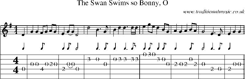 Guitar Tab and Sheet Music for The Swan Swims So Bonny, O