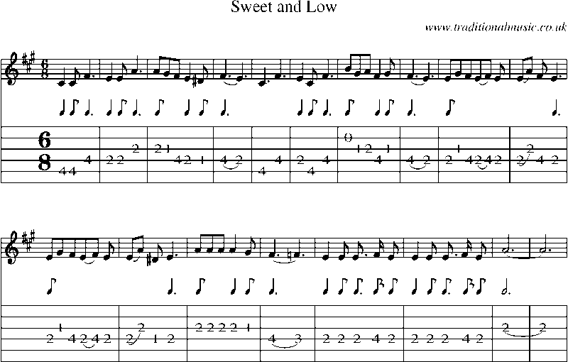 Guitar Tab and Sheet Music for Sweet And Low
