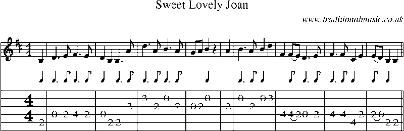 Guitar Tab and Sheet Music for Sweet Lovely Joan