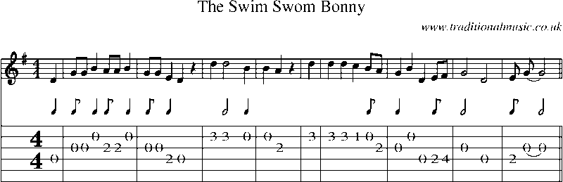 Guitar Tab and Sheet Music for The Swim Swom Bonny