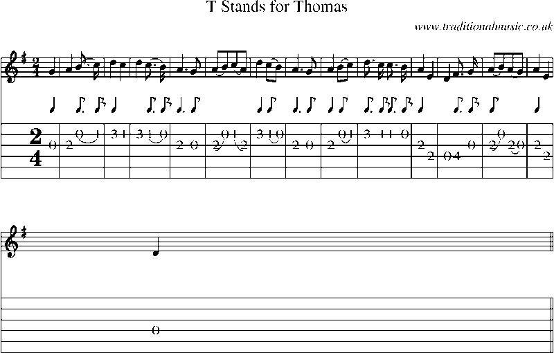 Guitar Tab and Sheet Music for T Stands For Thomas