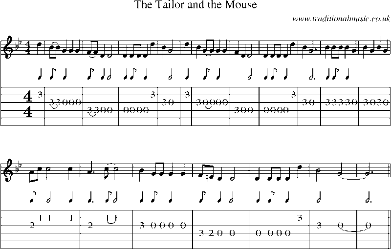 Guitar Tab and Sheet Music for The Tailor And The Mouse
