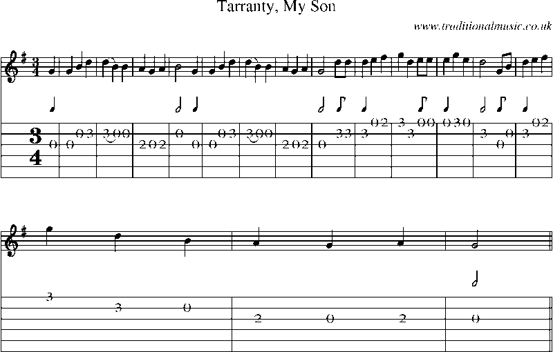 Guitar Tab and Sheet Music for Tarranty, My Son