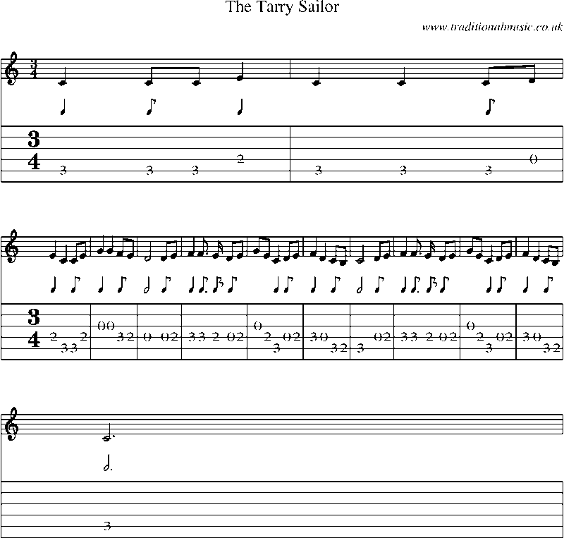 Guitar Tab and Sheet Music for The Tarry Sailor