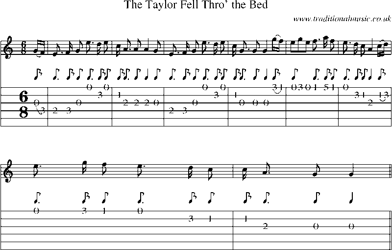 Guitar Tab and Sheet Music for The Taylor Fell Thro' The Bed