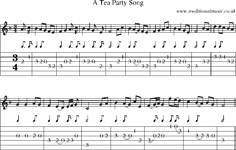 Guitar Tab and Sheet Music for A Tea Party Song