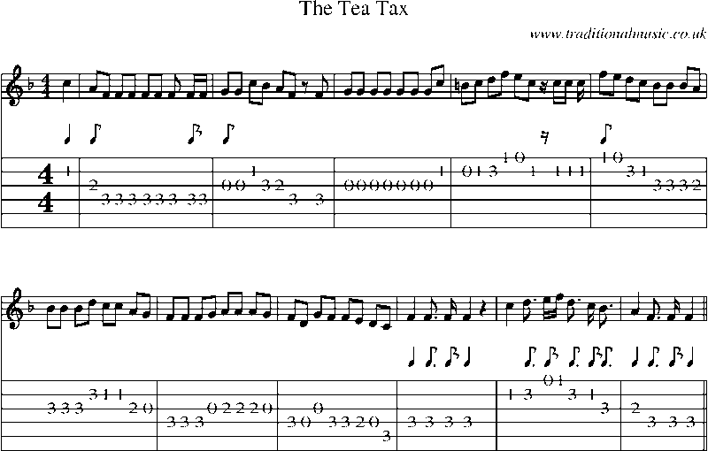 Guitar Tab and Sheet Music for The Tea Tax