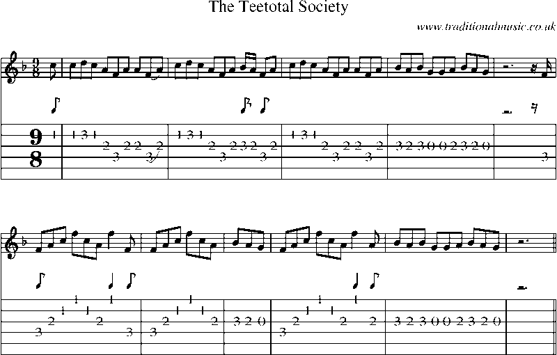 Guitar Tab and Sheet Music for The Teetotal Society