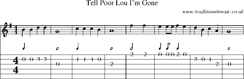 Guitar Tab and Sheet Music for Tell Poor Lou I'm Gone