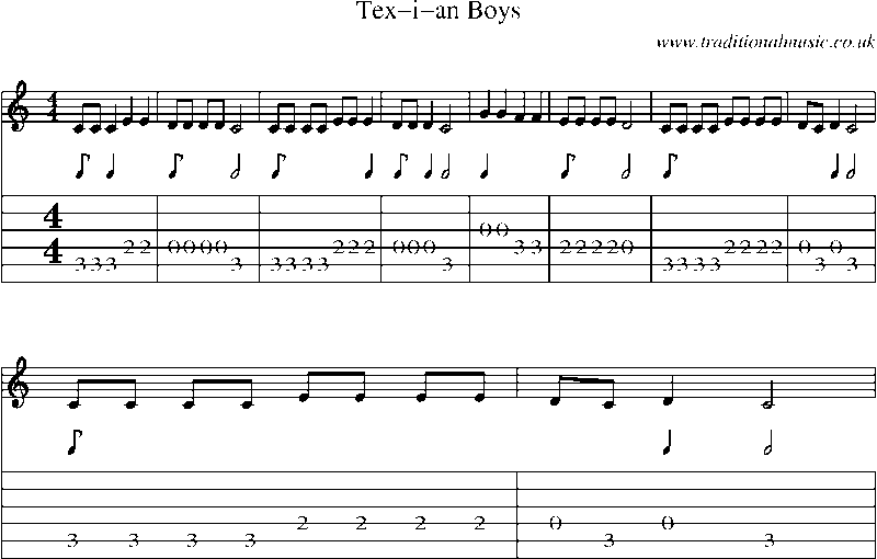 Guitar Tab and Sheet Music for Tex-i-an Boys