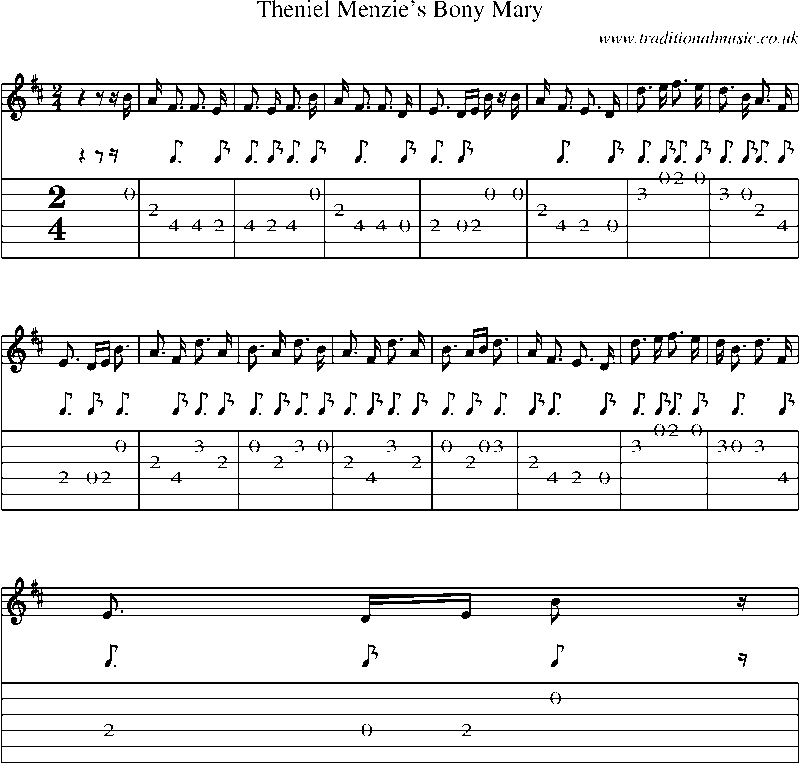 Guitar Tab and Sheet Music for Theniel Menzie's Bony Mary(1)