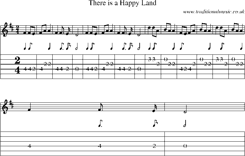 Guitar Tab and Sheet Music for There Is A Happy Land
