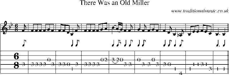 Guitar Tab and Sheet Music for There Was An Old Miller