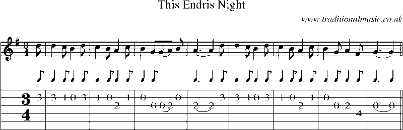 Guitar Tab and Sheet Music for This Endris Night