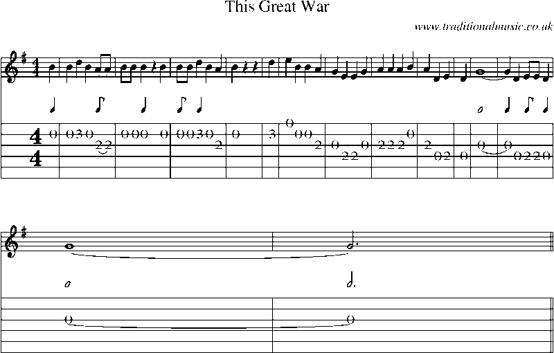 Guitar Tab and Sheet Music for This Great War