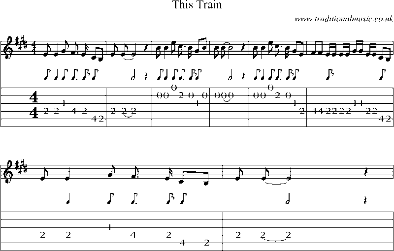 Guitar Tab and Sheet Music for This Train