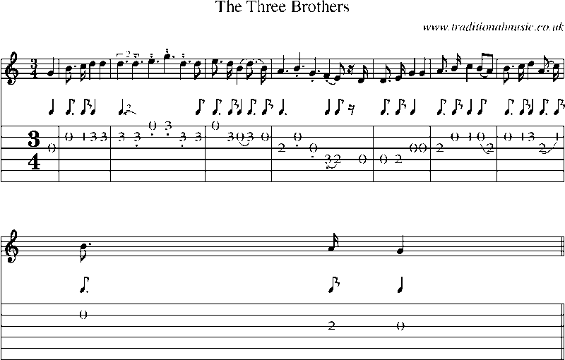 Guitar Tab and Sheet Music for The Three Brothers