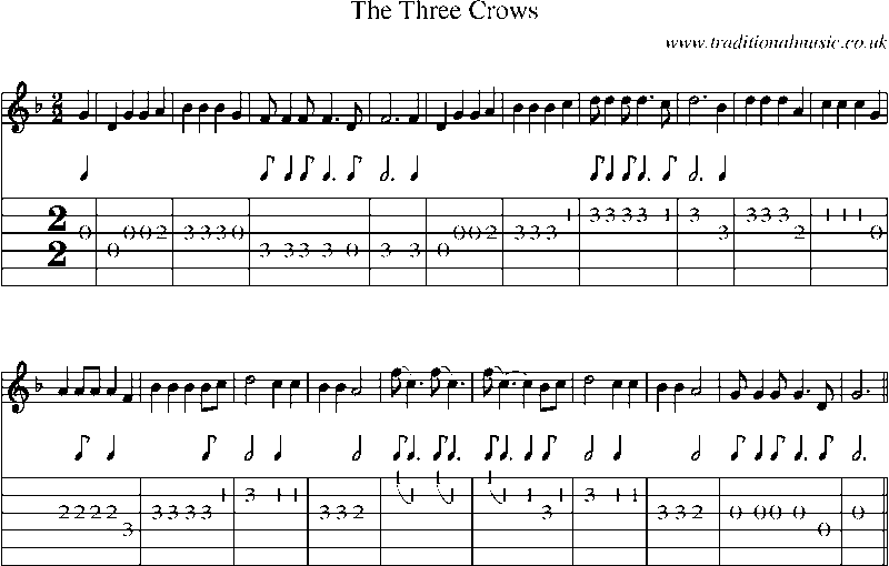 Guitar Tab and Sheet Music for The Three Crows