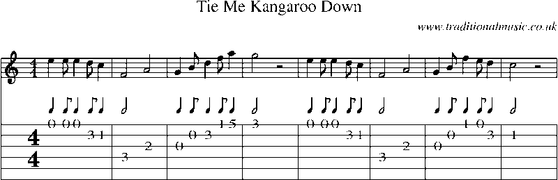 Guitar Tab and Sheet Music for Tie Me Kangaroo Down