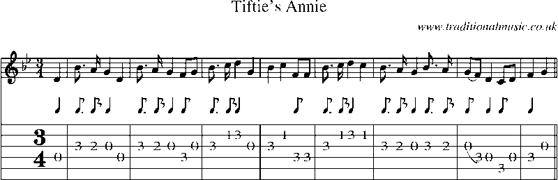 Guitar Tab and Sheet Music for Tiftie's Annie