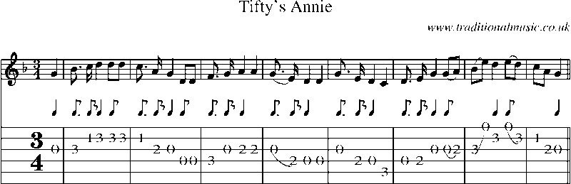 Guitar Tab and Sheet Music for Tifty's Annie