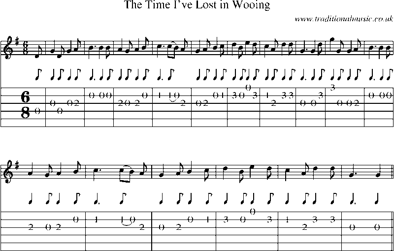 Guitar Tab and Sheet Music for The Time I've Lost In Wooing
