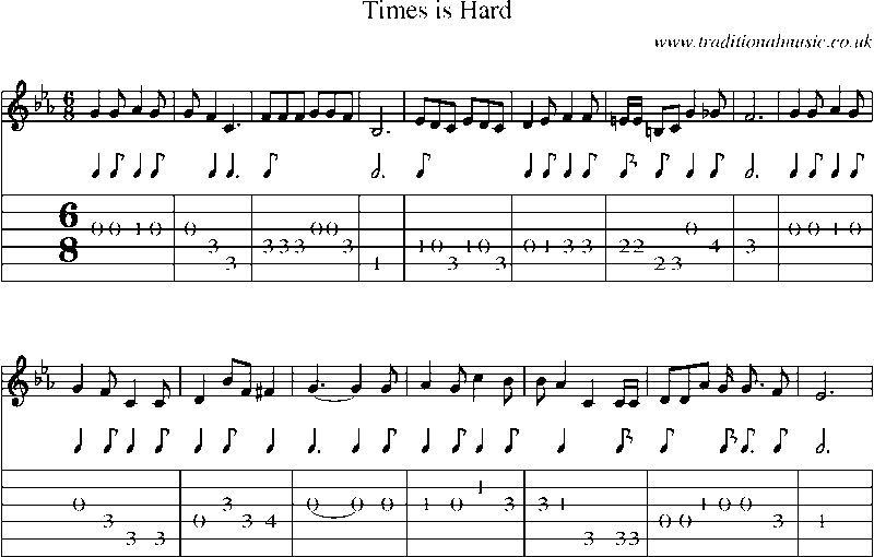 Guitar Tab and Sheet Music for Times Is Hard