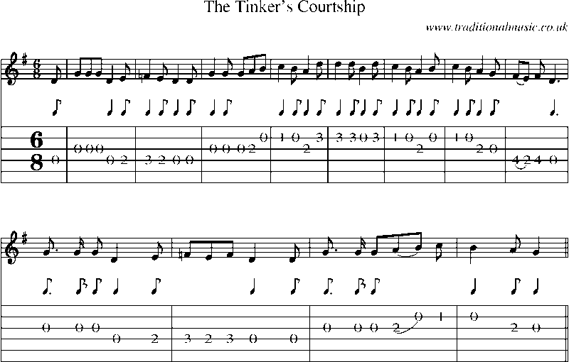 Guitar Tab and Sheet Music for The Tinker's Courtship