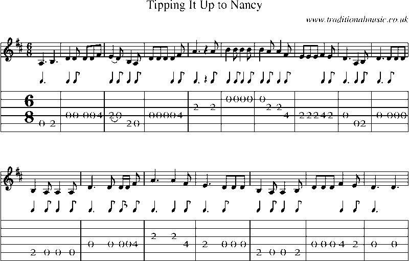 Guitar Tab and Sheet Music for Tipping It Up To Nancy(1)