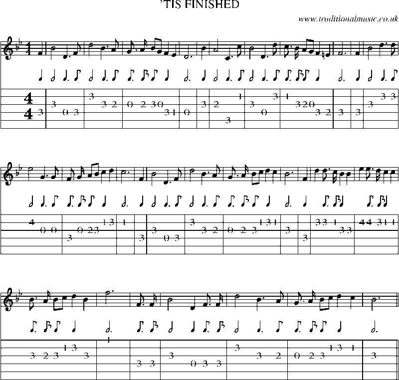 Guitar Tab and Sheet Music for Tis Finished