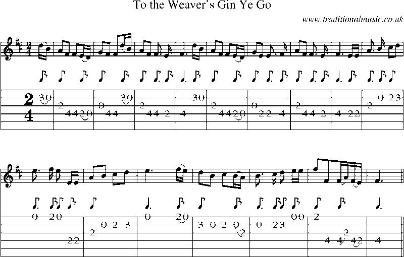 Guitar Tab and Sheet Music for To The Weaver's Gin Ye Go