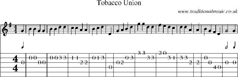 Guitar Tab and Sheet Music for Tobacco Union