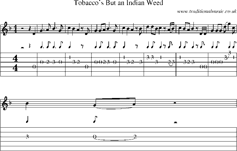 Guitar Tab and Sheet Music for Tobacco's But An Indian Weed