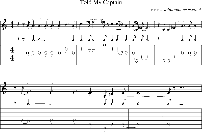 Guitar Tab and Sheet Music for Told My Captain