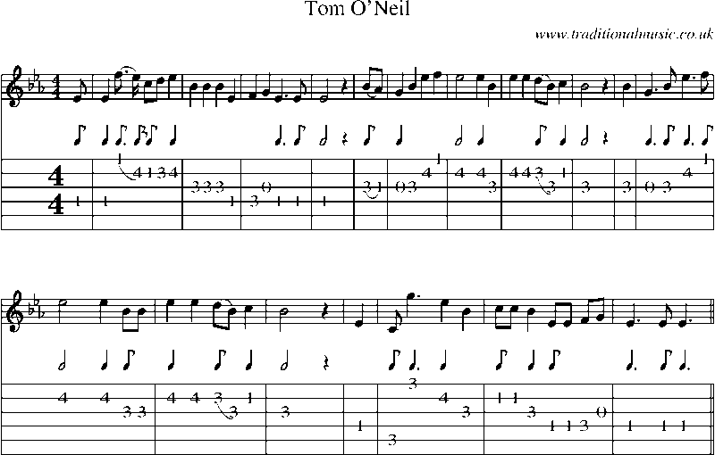 Guitar Tab and Sheet Music for Tom O'neil