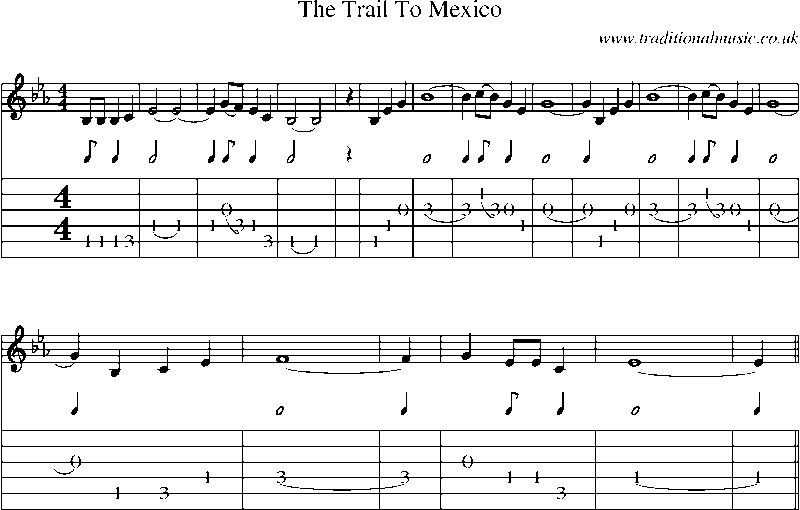 Guitar Tab and Sheet Music for The Trail To Mexico