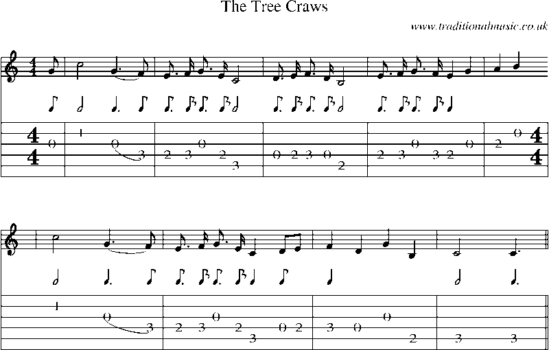 Guitar Tab and Sheet Music for The Tree Craws