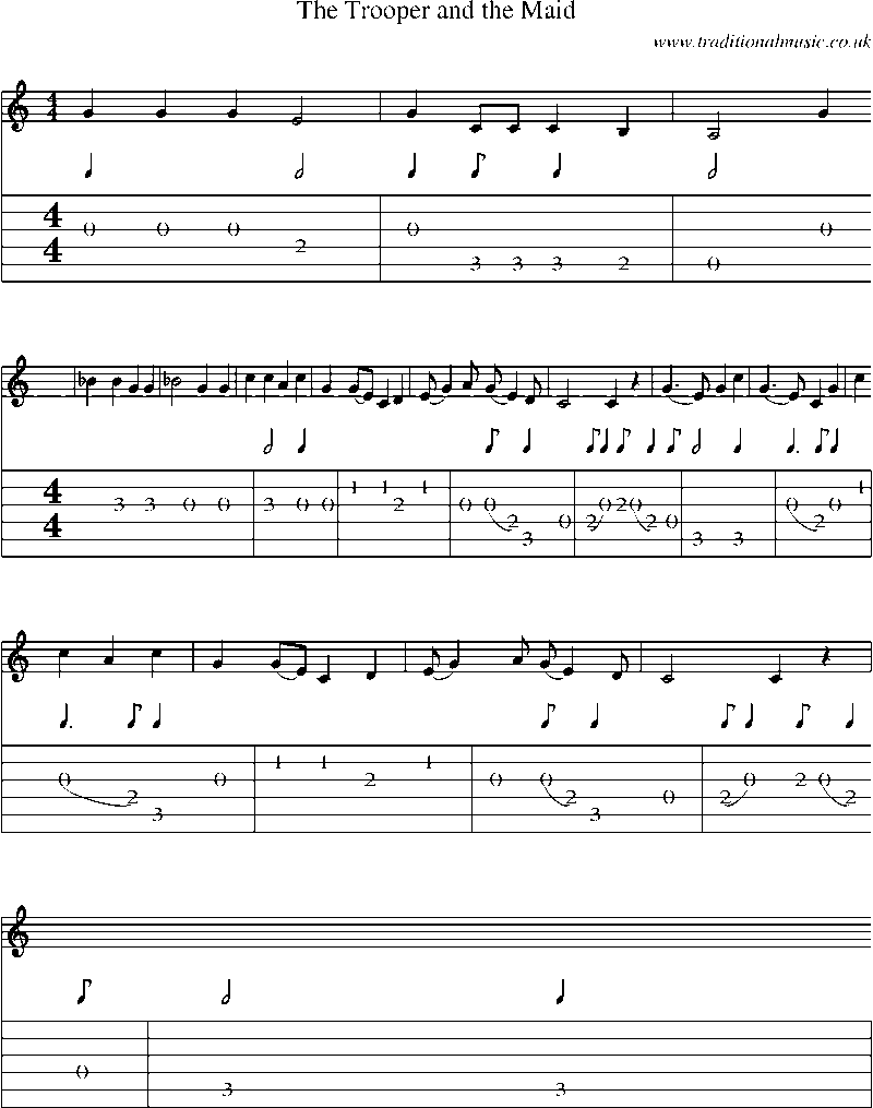 Guitar Tab and Sheet Music for The Trooper And The Maid