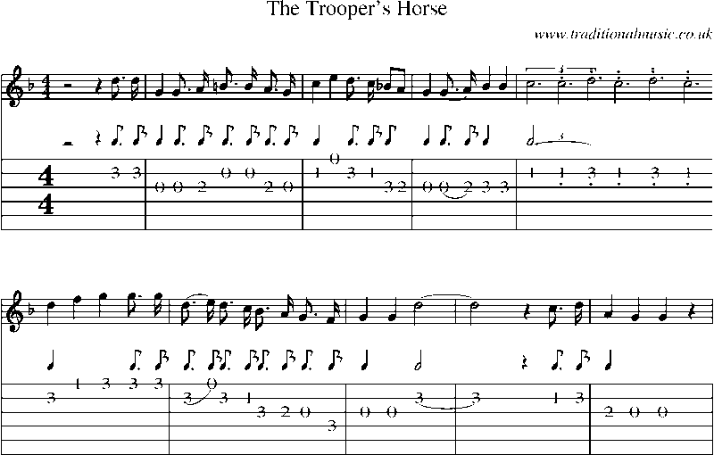 Guitar Tab and Sheet Music for The Trooper's Horse