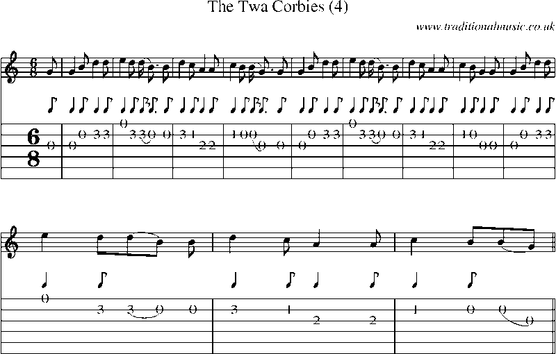 Guitar Tab and Sheet Music for The Twa Corbies (4)