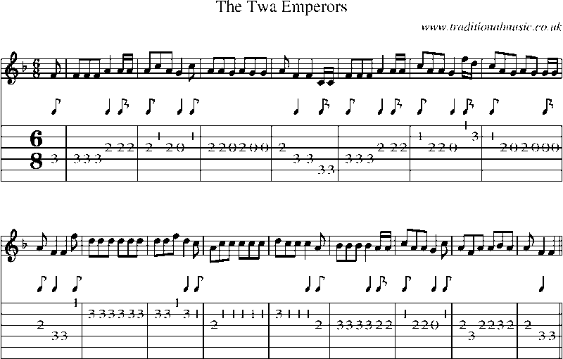 Guitar Tab and Sheet Music for The Twa Emperors