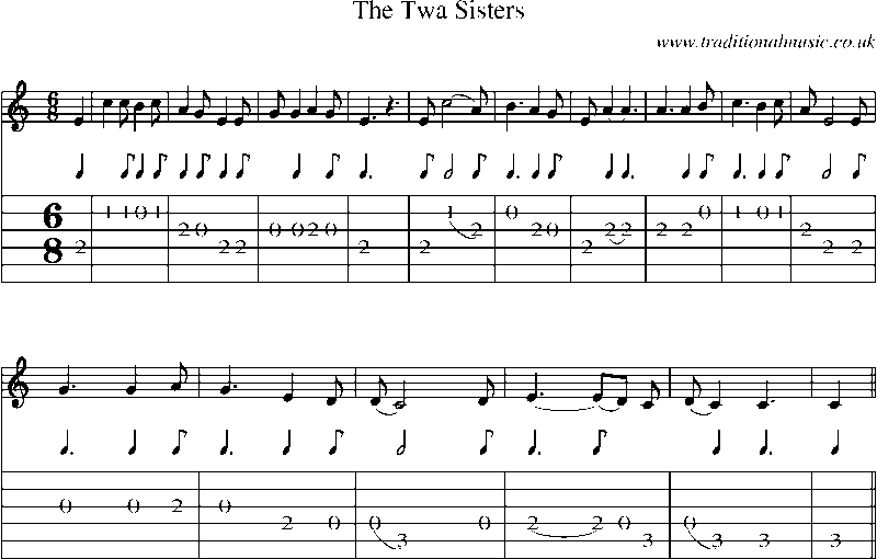 Guitar Tab and Sheet Music for The Twa Sisters(3)