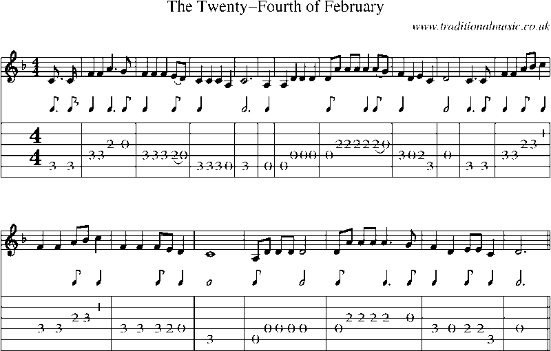 Guitar Tab and Sheet Music for The Twenty-fourth Of February