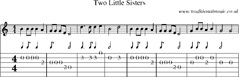 Guitar Tab and Sheet Music for Two Little Sisters(1)