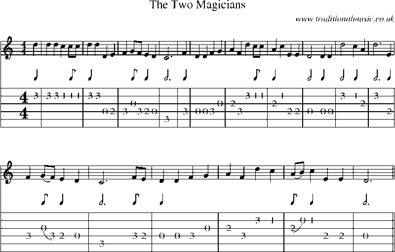 Guitar Tab and Sheet Music for The Two Magicians