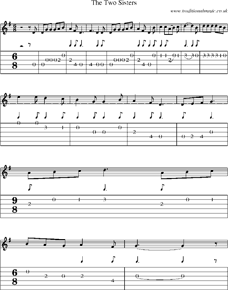 Guitar Tab and Sheet Music for The Two Sisters(10)